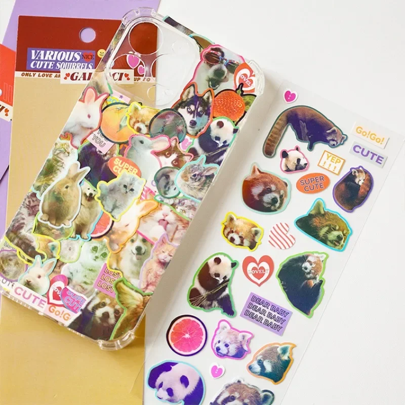 1Pc Retro American Animal Laser Stickers Scrapbooking Stick DIY Material Stationary Kawaii Art Decoration Supplies
