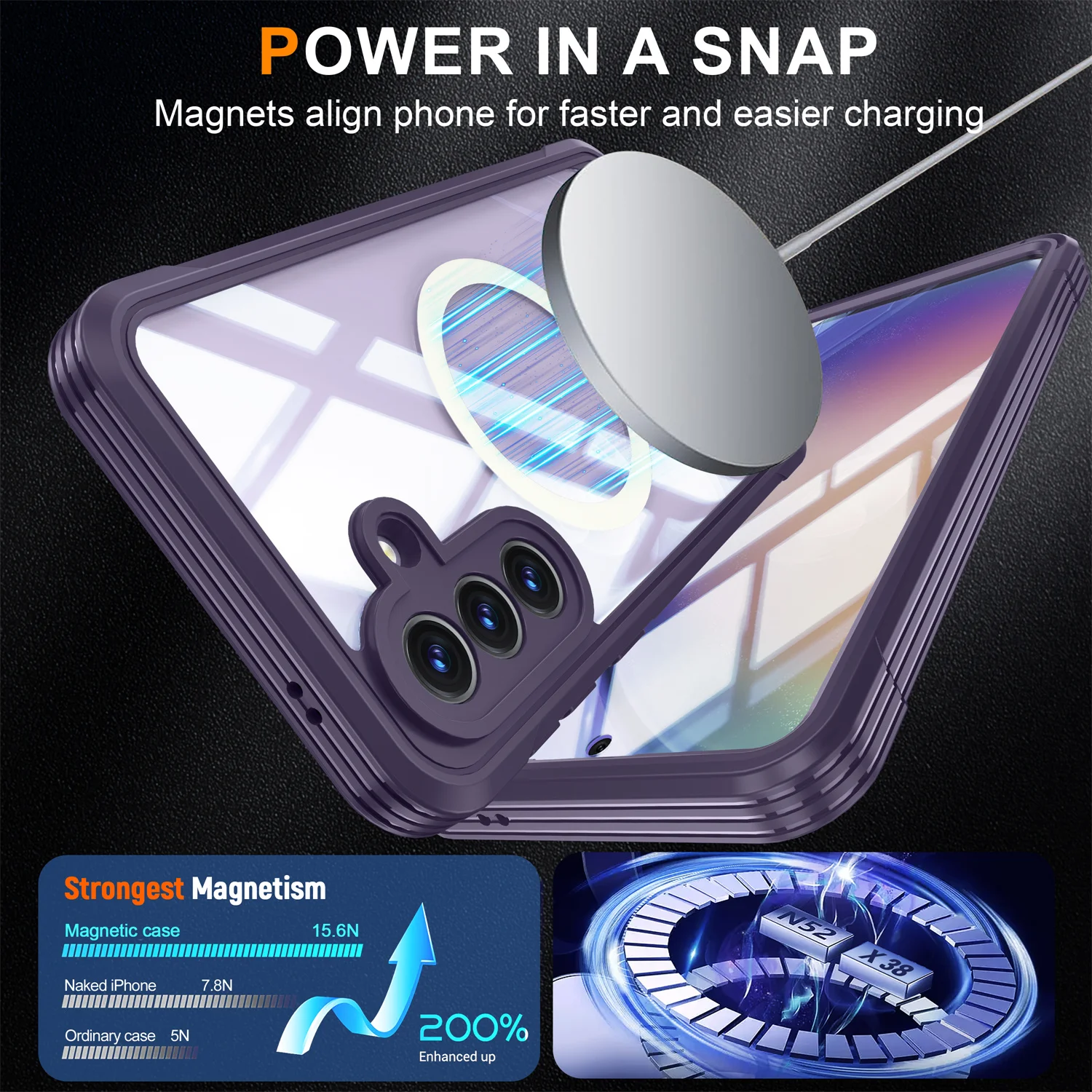 MagSafe Compatible Transparent Phone Case - 360° Full Protection with Wireless Charging Capability
