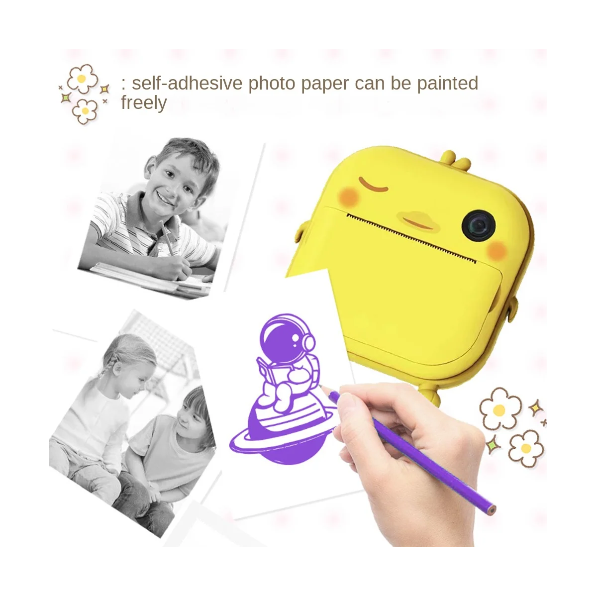 

2.4 Inch LCD Print Camera Video Photo Digital Camera Battery Powered Instant Print Camera with Print Paper White