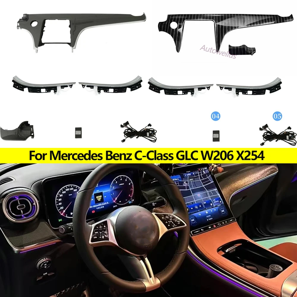

LED Ambience Kit Saddle panel For Mercedes Benz C-Class GLC W206 X254 C200C interior dashboard trim LED ambient light Retrofit