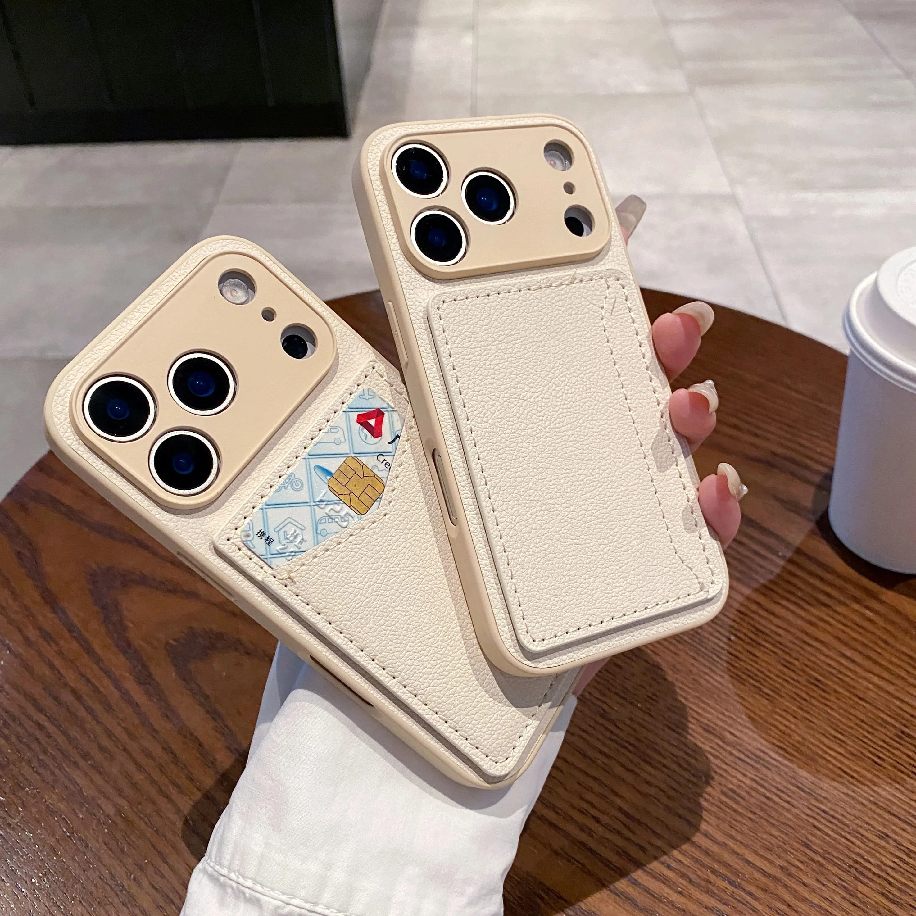 Lens Protection Solid Color PU Leather Phone Case Wallet with Card Holder