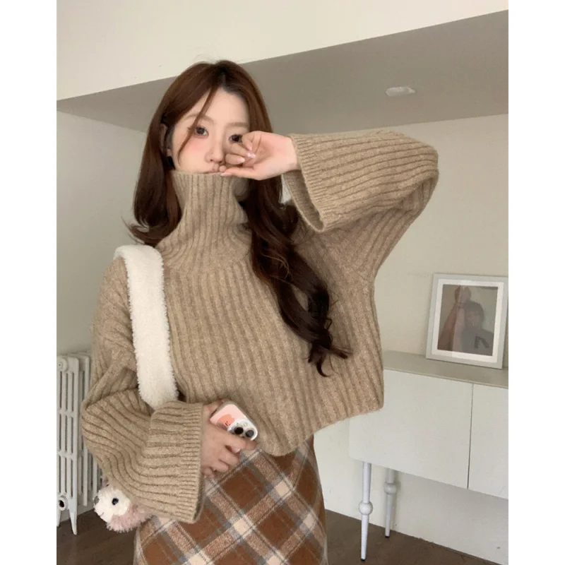 

Khaki Women Clothing Vintage Knitting Sweater Cashmere Pink Korean Fashion High Quality Simplicity 2024 NEW Female Spring Tops