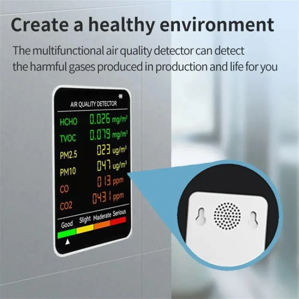 6 In 1 Multifunctional Air Quality Detector Monitor LCD Display Home Indoor Office Wall Mounted Air Quality Tester air quality monitor