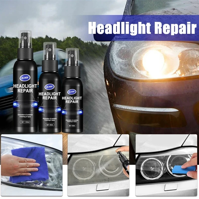 Car Headlight Innovative Repair Fluid Cleaner Headlamp Plating  Refurbishment Polishing Agent With Sponge Tool Auto Accessories - AliExpress