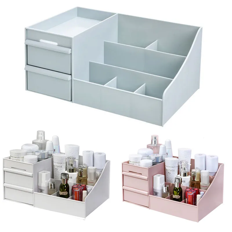 Drawer Makeup Storage Box Dormitory Finishing Plastic Shelf Cosmetics Skin Care Dressing Table Desktop Lipstick Organizer