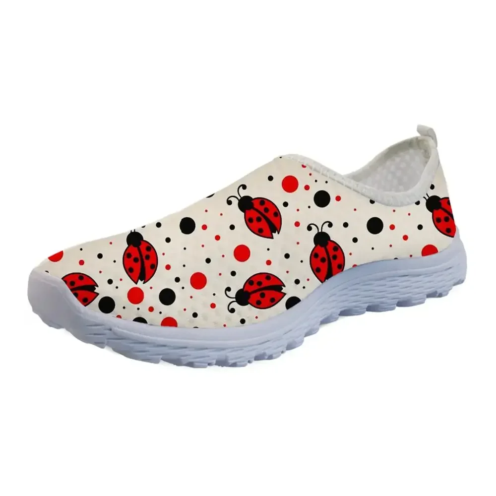 Cute Animal Print Flats Women's Shoes Ladybug Pattern Light Mesh Sneakers Woman Breathable Loafers For Teen Girls