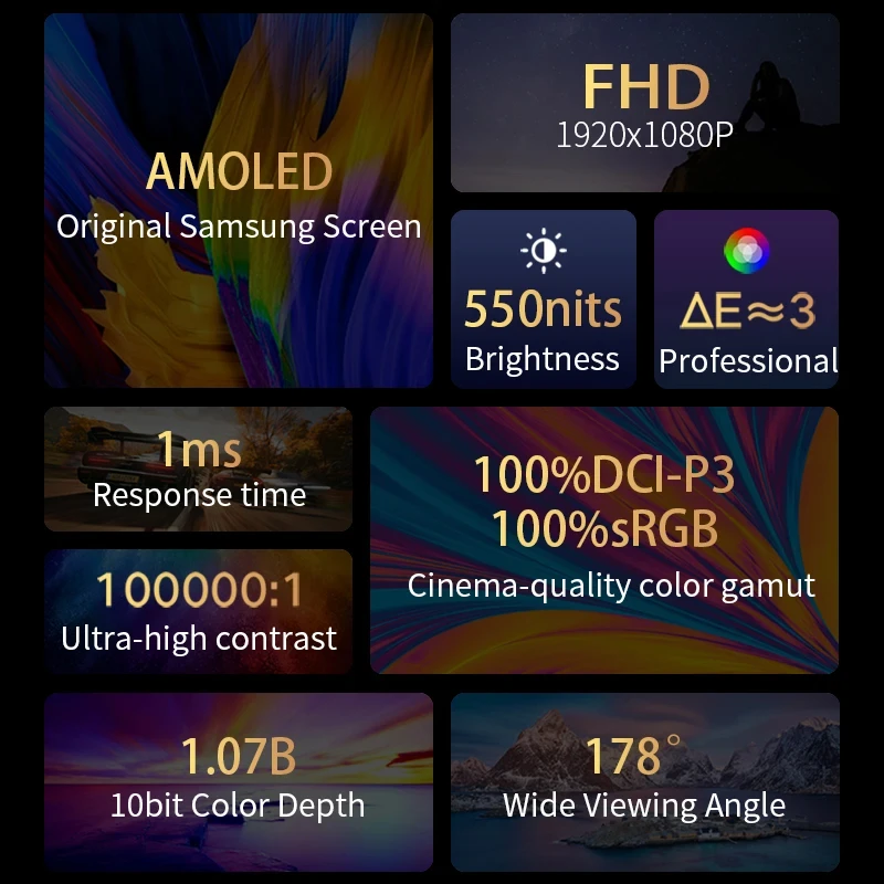 Ʈ Ŭ ޴ , PC Ʈ ޴ PS5 Xbox ̹ ÷, 13.3 ġ OLED 100000:1, 1920x1080P, 550Nit, 10Bit, HDR 1MS