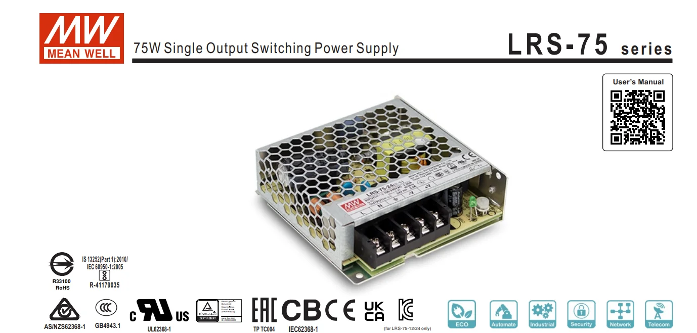 Description Picture 6 of itemMEAN WELL LRS Series Power Supply LRS-350 3.3v 5v 12v 24v 36v 48v AC/DC Single Output Enclosed Switching Power Supply Unit SMPS