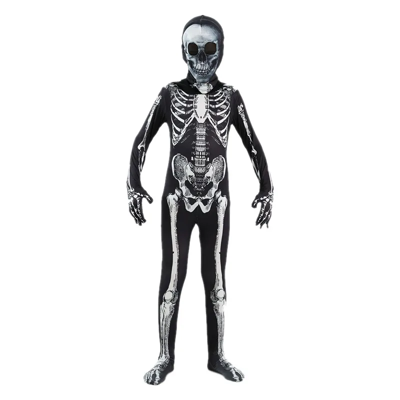 Scary Halloween Horror Kids Hooded Costume Scary Skeleton Grim Reaper Costume Boys Spooky Costume Mardi Gras Party Costume - Image 5