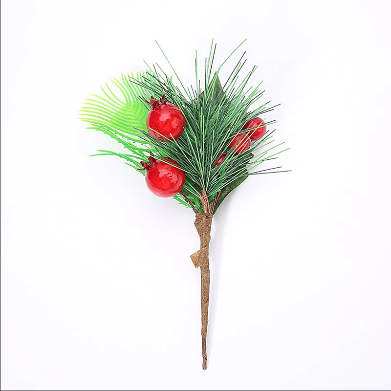 Fleurs artificielles rouges de Noël, pommes de pin, branches, sapin de Noël, décorations de Noël, décoration intérieure, ornements du Nouvel An 2025, cadeaux_voghion.com