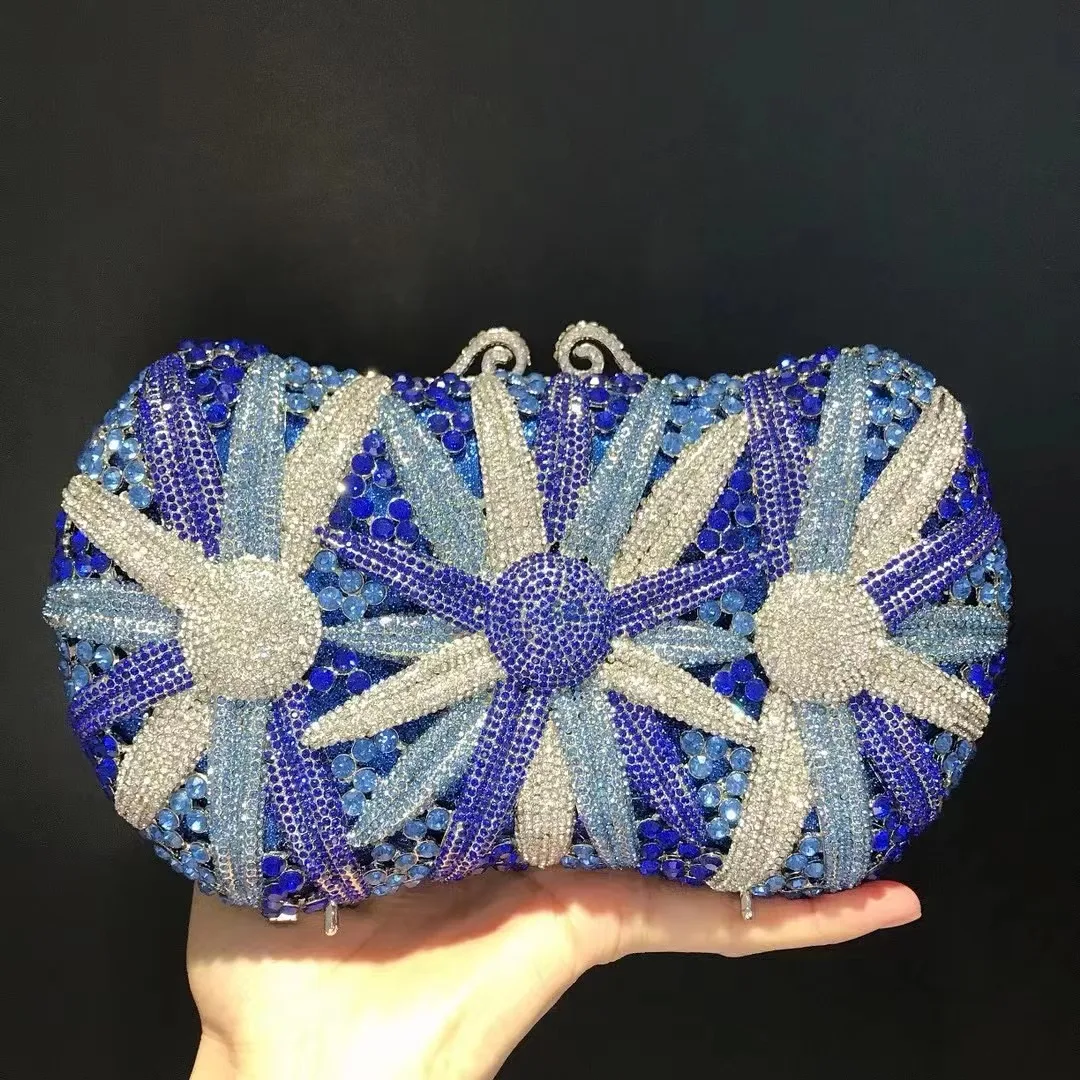 

New Arrival Small Evening Phone Clutches Luxury Crystal Flower Wedding Party Purse Fashion Women Prom Minaudiere Clutch