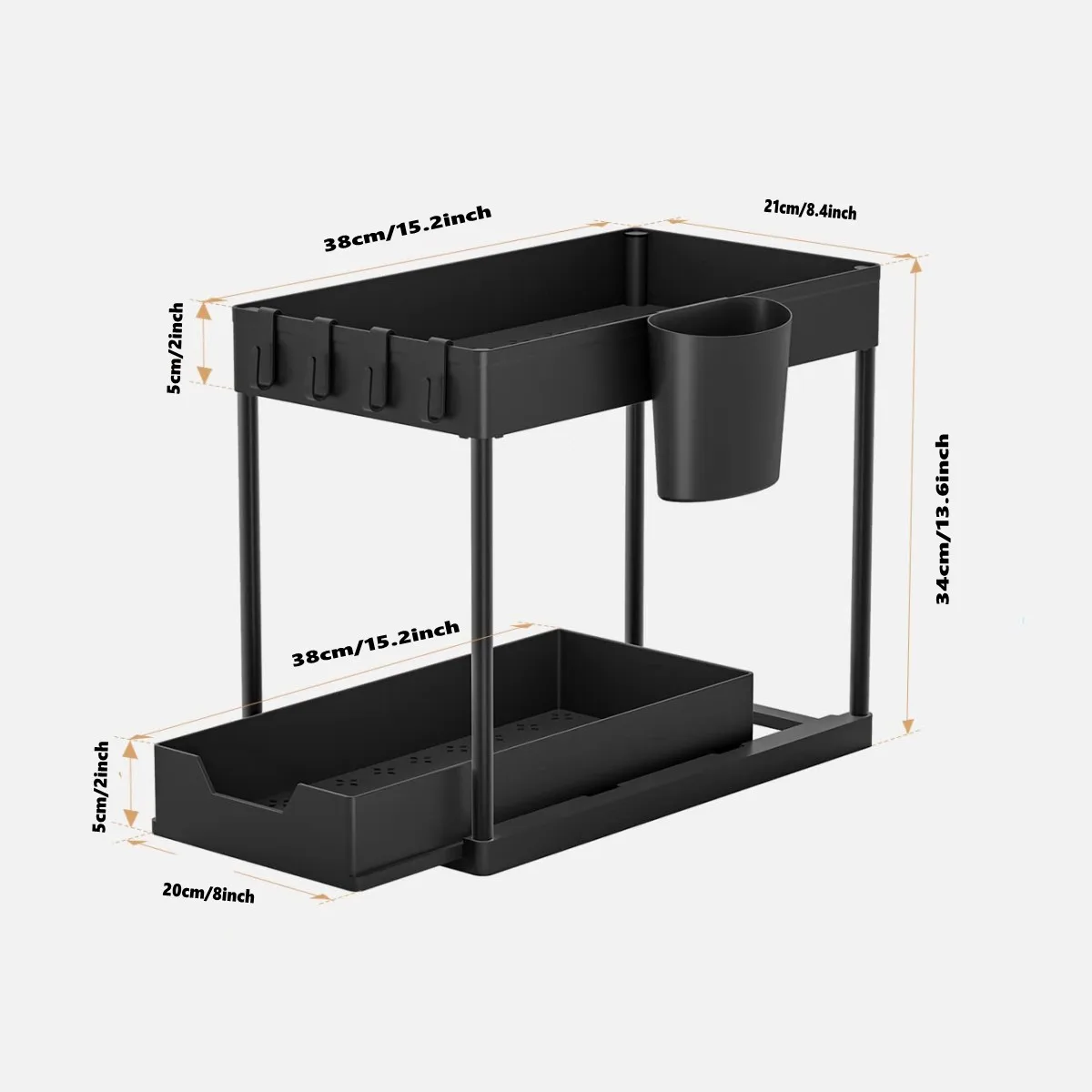 Under Sink Organizer and Storage, Kitchen Organization Rack with Double Sliding Cabinet Drawers, Multi-Purpose Storage Shelf