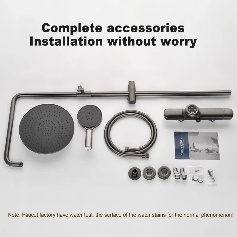 Thermostatic Shower Set Intelligent Three-Speed Home Wall-Mounted Shower Copper Shower Booster Waterfall Faucet 6