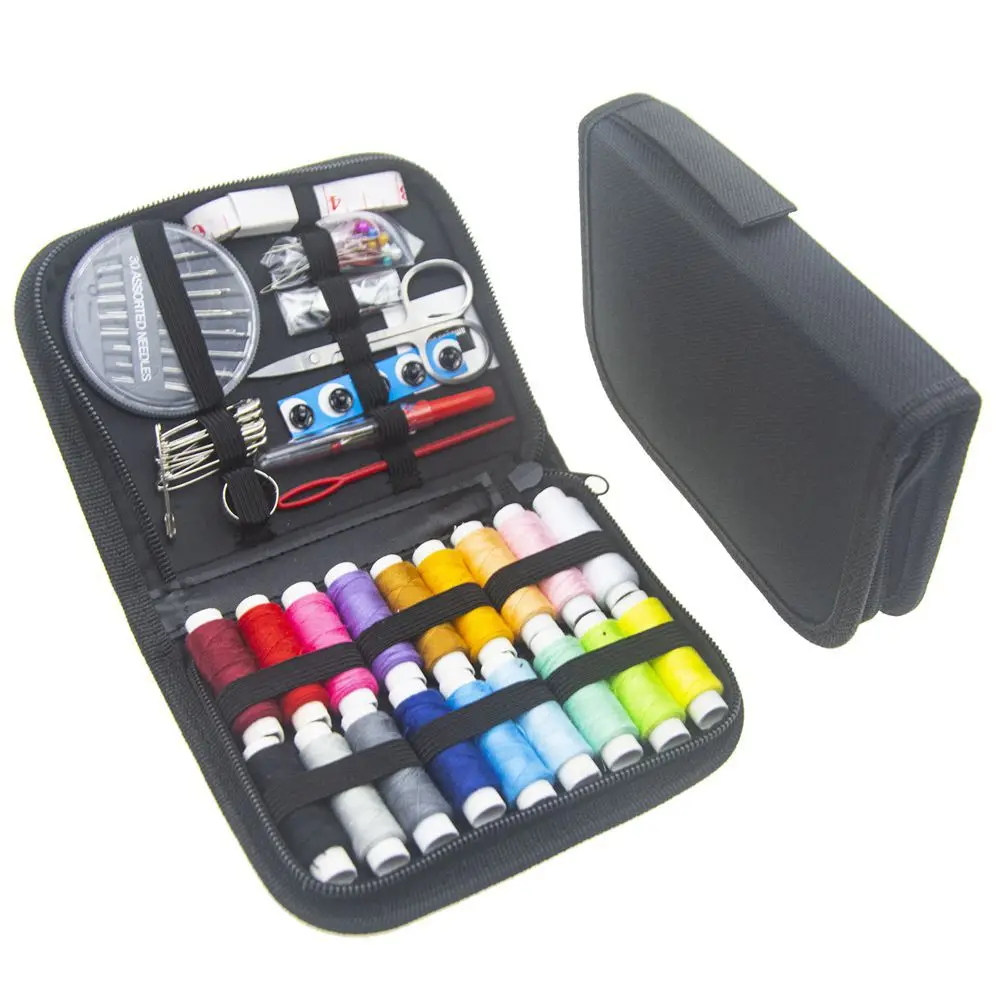 Complete Sewing Kit with Threads Needles Scissors Tape Measure Buttons Portable Travel DIY Embroidery Handwork Sewing Tool Set - 6