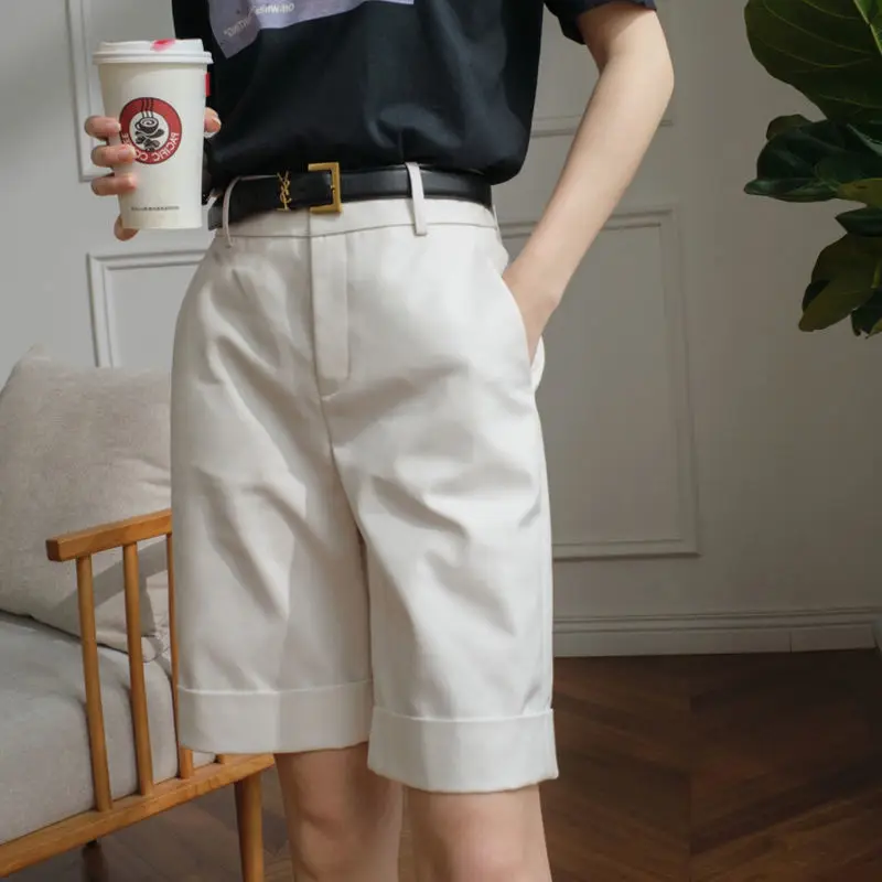 Shorts Women Youth Ins Summer Basic Simple All-match Chic High Waist Solid Ladies Straight 2021 Newly Leisure Fashion College