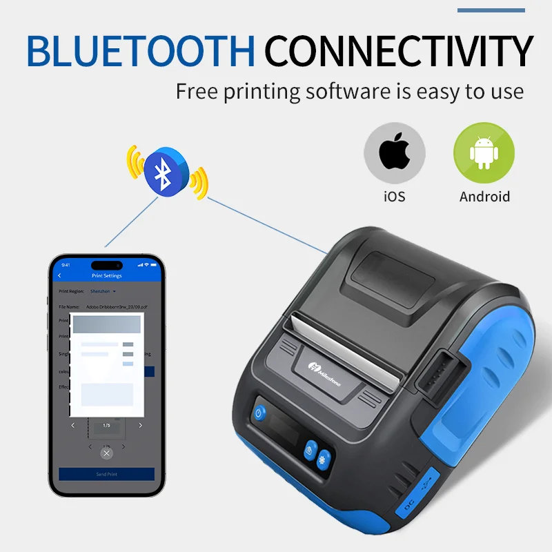 Milestone Portable 80 mm Mobile Wireless Usb Bluetooth Thermal Label Milestone Printer Tamanal Reciept Printer in Receipt - Imagem 2