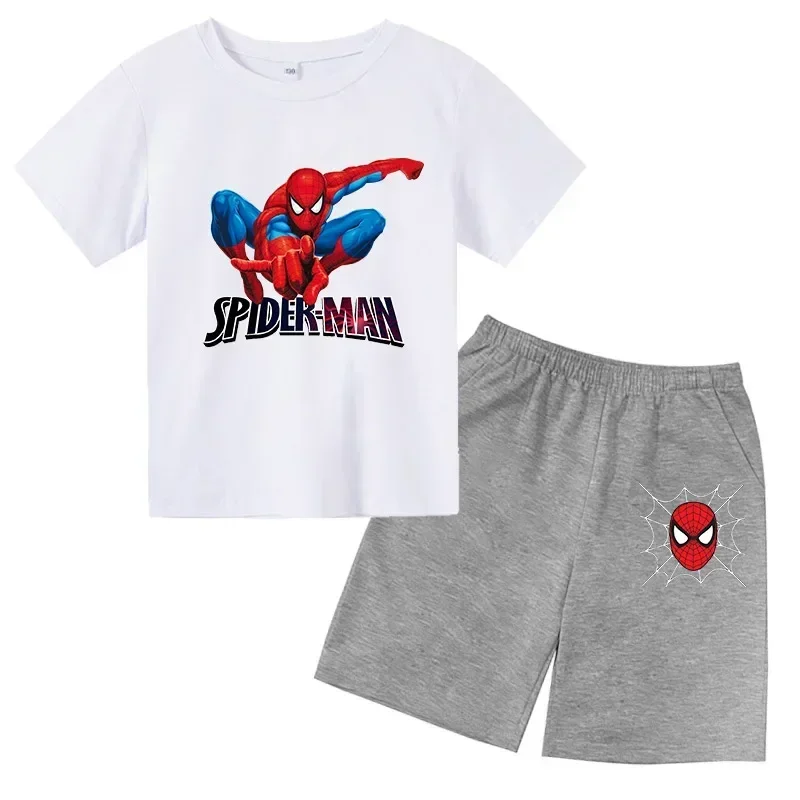 thumbnail image 1 of Conjunto de camiseta y pantalones cortos de algodón para niños de Marvel Spider-Man de verano, conjunto de ropa de ocio para niños de 3 a 12 años con estampado de dibujos animados para niñas, 1 of 4