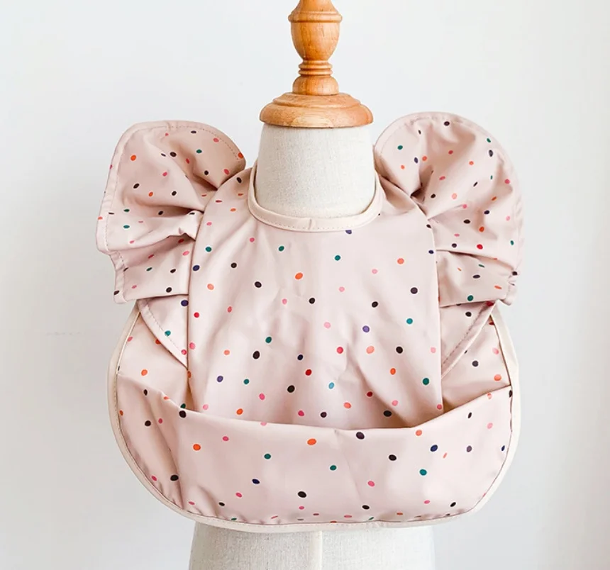 Baby Feed Bibs Waterproof INS Nordic Style Angel Pocket Burp Girl Boy Infant Meals Bib  Easy Clean Cute Panda Bibs Soft PU 3