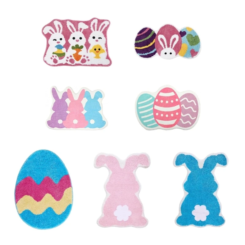 

Easter Rabbit Mat Absorbe Kitchen Living Room Mat Welcome Doormat E9LD