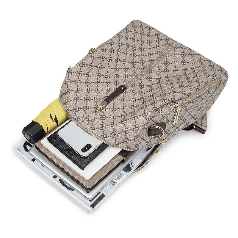 Fashion floral print women backpack pu leather classic design shoulder backpack for teen girls and college student