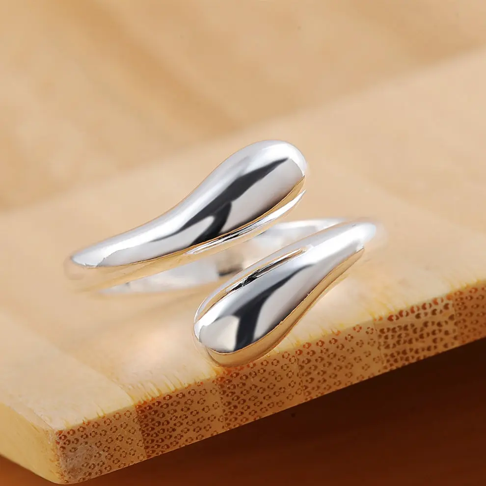 Silver Ring Wedding Rings Silver Rings 925 sterling Silver Water droplets Rings For Women adjustable charm Fashion Party Wedding Accessories Jewelry Christmas Gifts