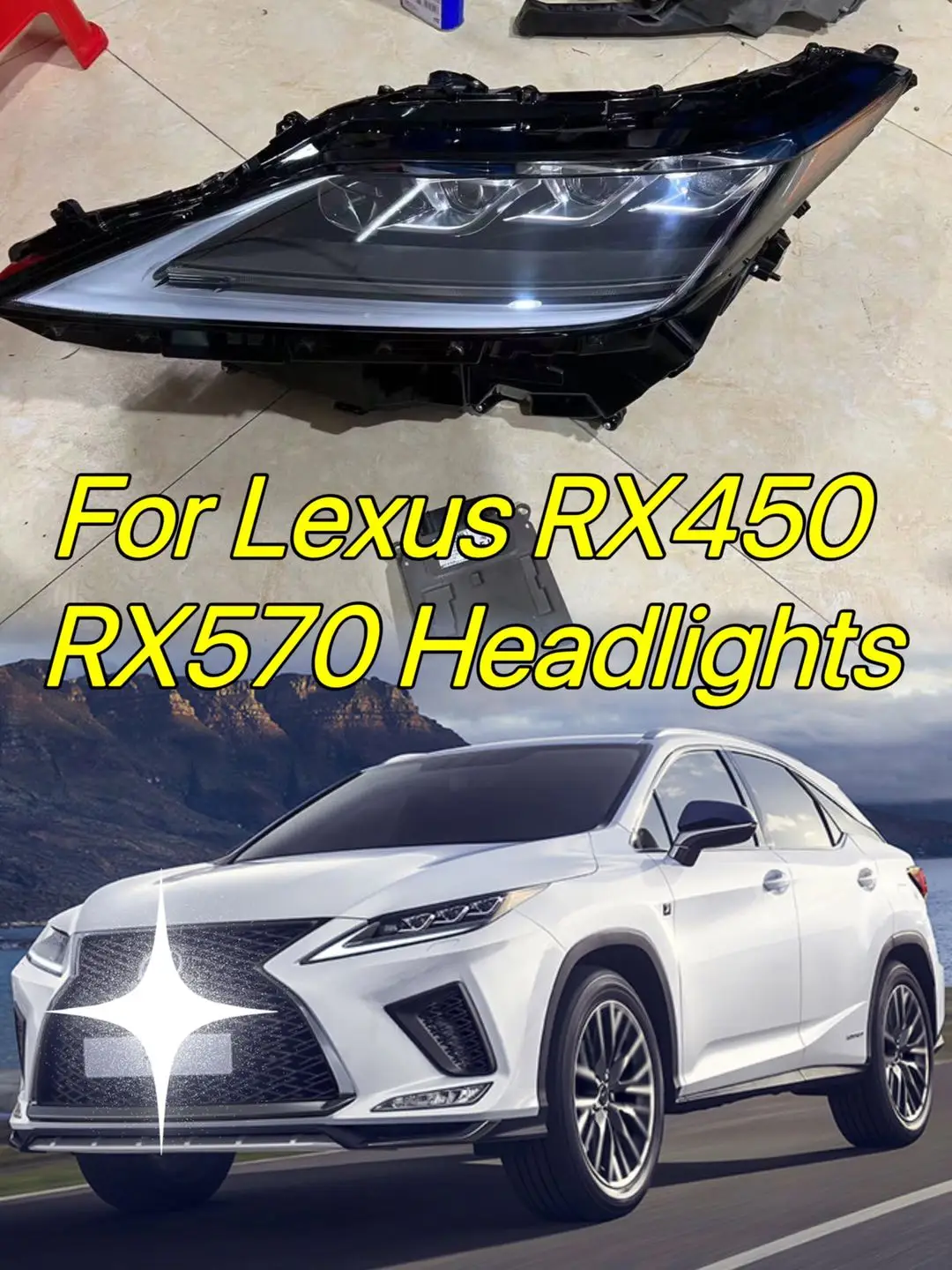 Lexus rx350 rx450rxヘッドライトアセンブリ,4眼高さ設定に適してい