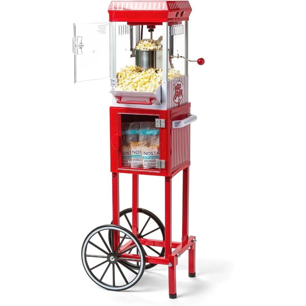 

Popcorn Maker Machine - Professional Cart With 2.5 Oz Kettle Makes Up to 10 Cups - Vintage Popcorn Machine Movie Theater Style