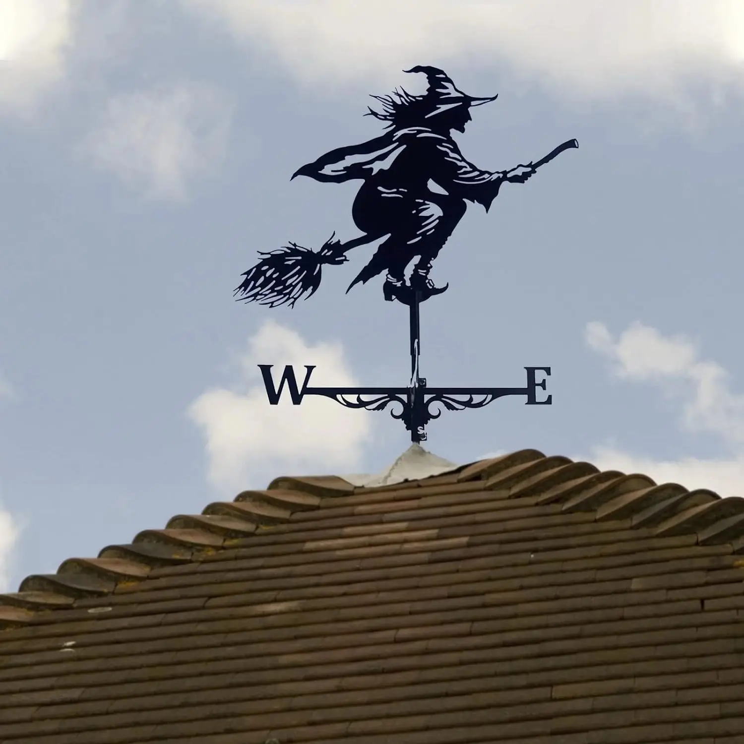 Wrought Iron Home Decoration Outdoor Garden Weather Vane Black Simulation Witch Roof Art Ramadan Decoration garden art decor,animal sculpture decorations