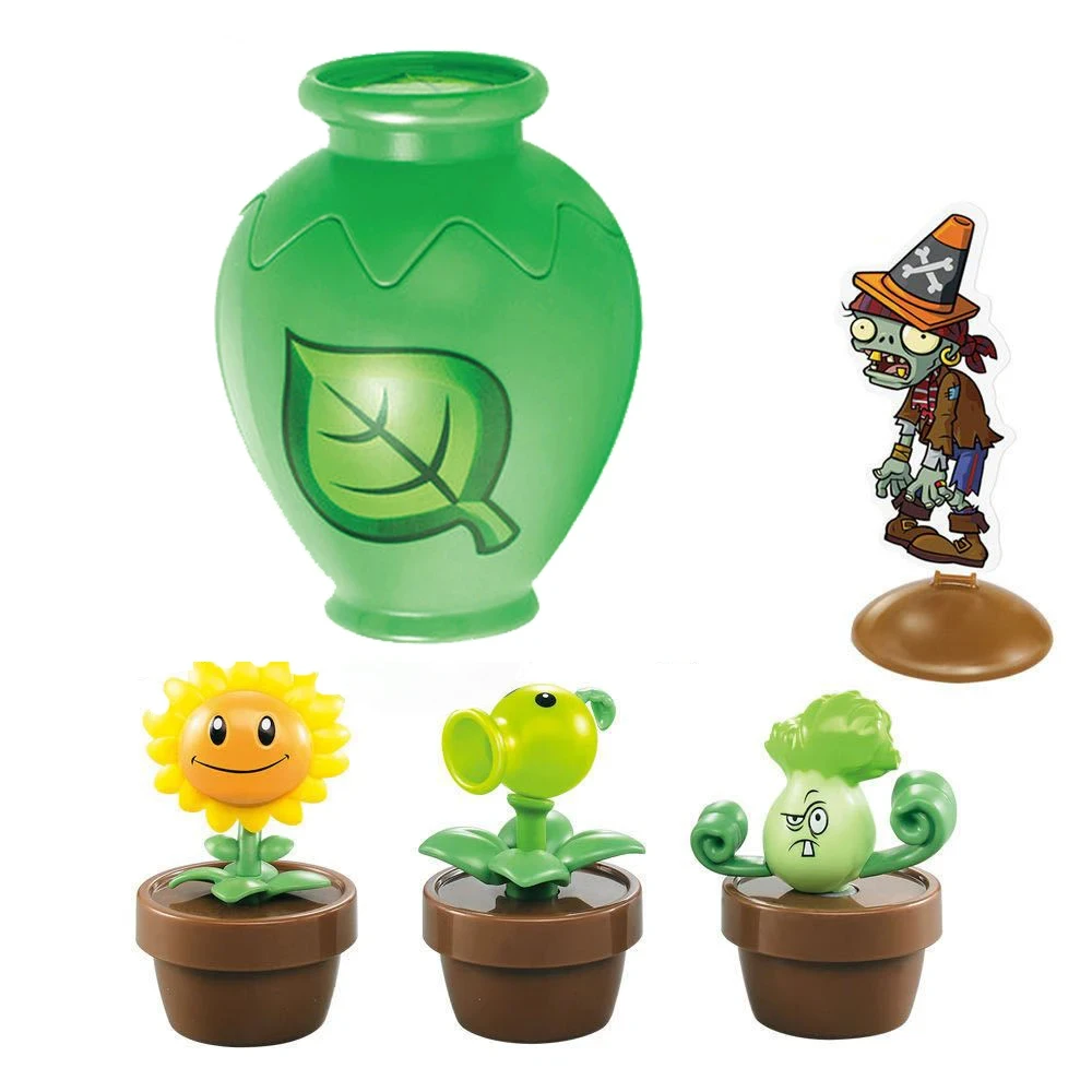 12-Piece Plants VS Zombies 2 Surprise Box Set - Peashooter, Sunflower & Pirate Captain Zombie Game Figures