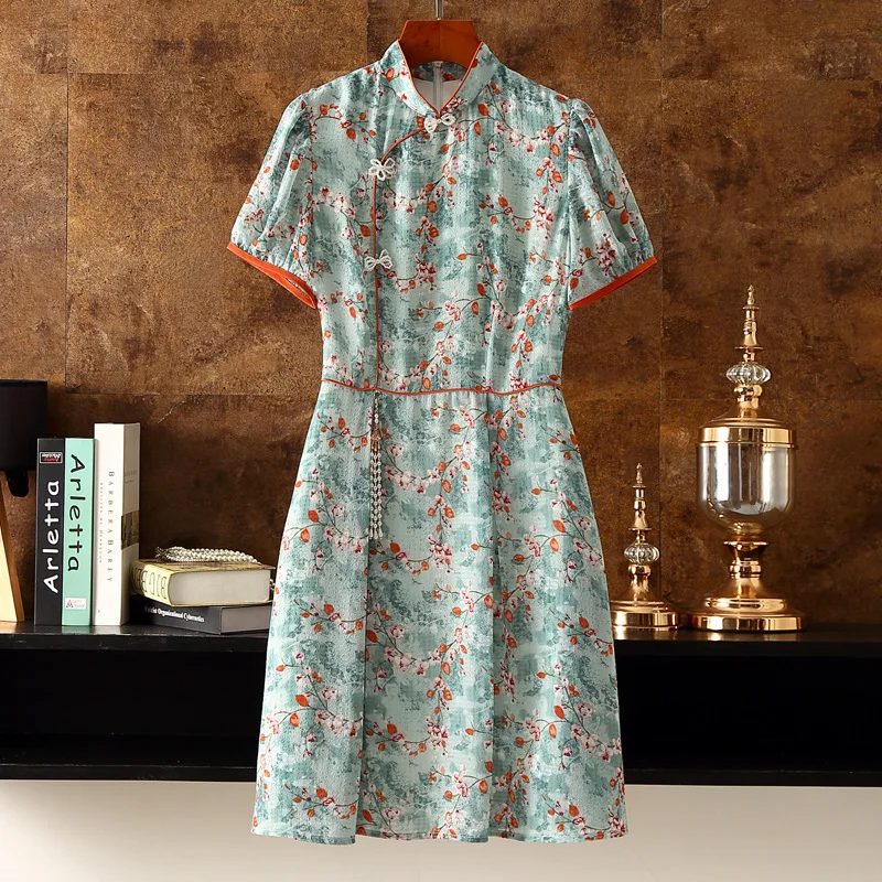 

Modern Qipao Summer Chinese Chiffon Short Sleeve Cheongsams