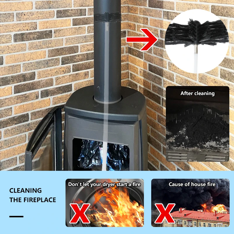 Up To 19.68-30Feet Fireplace Chimney And Dryer Vent Cleaning Kit,100/150  Brush Head,410mm Long Rods,Easy Cleaning, Cleaning Tool - AliExpress