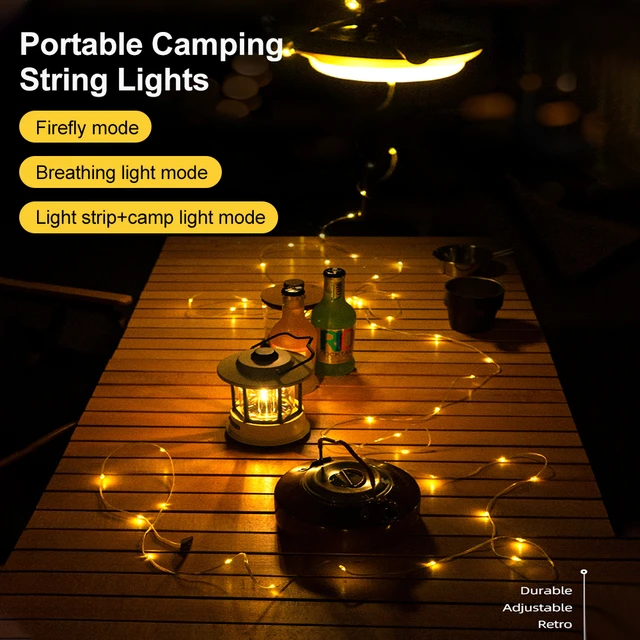 Retractable Camping String Lights Portable USB Rechargeable Camping Lamps  Waterproof Emergency Flashlight Tent Camping Supplies - AliExpress