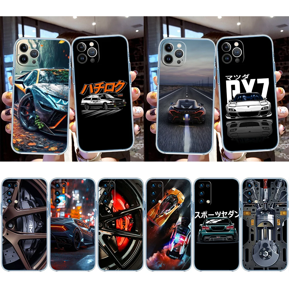 Transparent Phone Case with Wheel Sport Car Calipers Design
