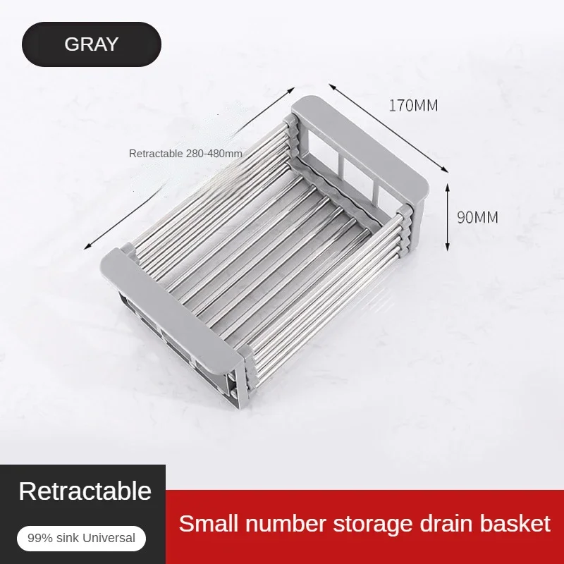 

Drainage Bowl Rack Basin Kitchen Washing Dish Multi-function Filter Adjustable Retractable Sink Storage Stainless Steel Basket