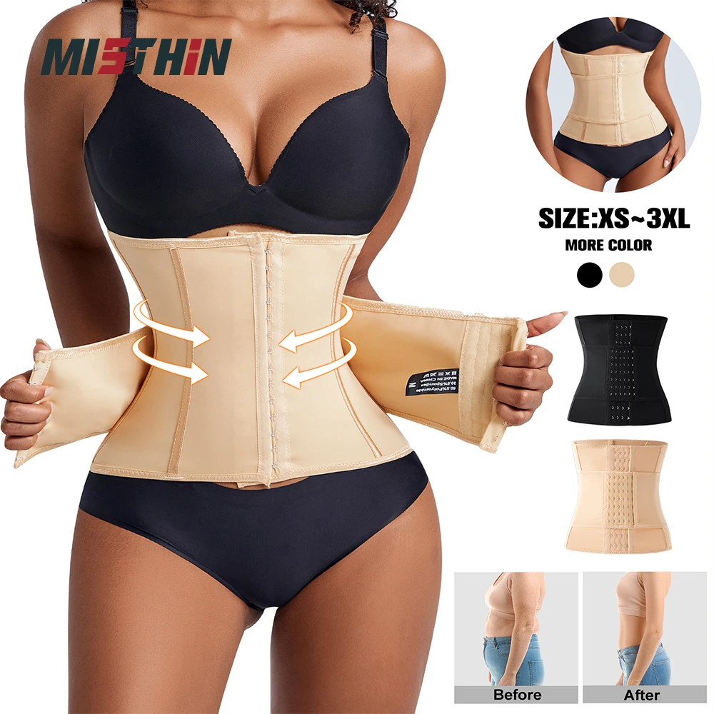 MISTHIN Women Cincher Waist Trainer Large Size Double Belt Corset Tummy Sweat Shapewear Workout Slimming Sheath Belly Reducing