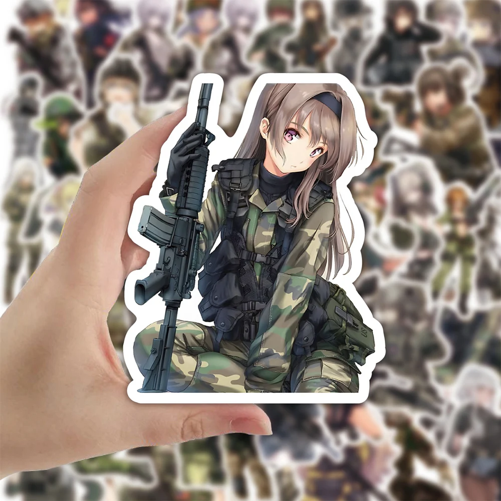 10/30/50 stücke Camouflage Weibliche Soldat Cartoon Aufkleber Nette Anime Mädchen Aufkleber Telefon Fall Notebook Luaggge PVC Graffiti Aufkleber