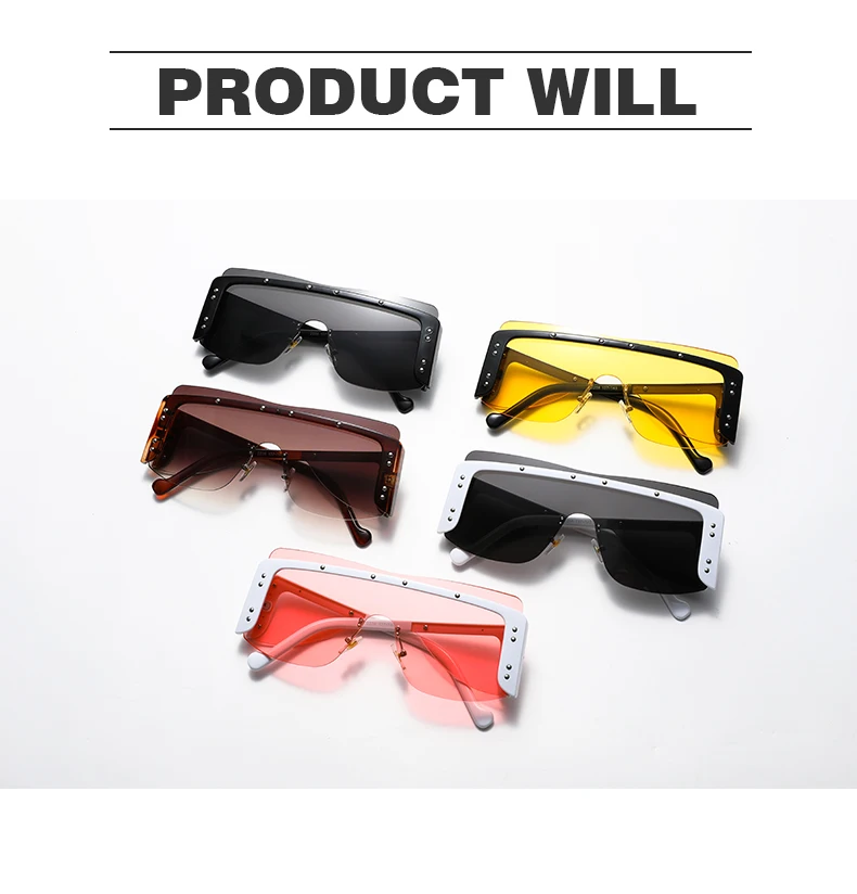 womens ray bans Fashion occident style rice nails one piece windshield sunglasses for men/women luxury designer UV protection personalized очки Women's Glasses