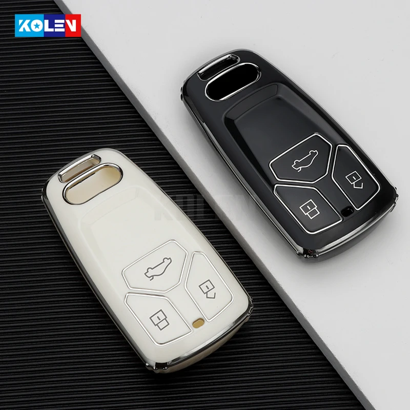Soft TPU Car Remote Key Cover Case for Audi A4 A4L A5 Q5 Q7 TT TTS 8S B9 Auto Smart Key Shell Keychain Holder Fob