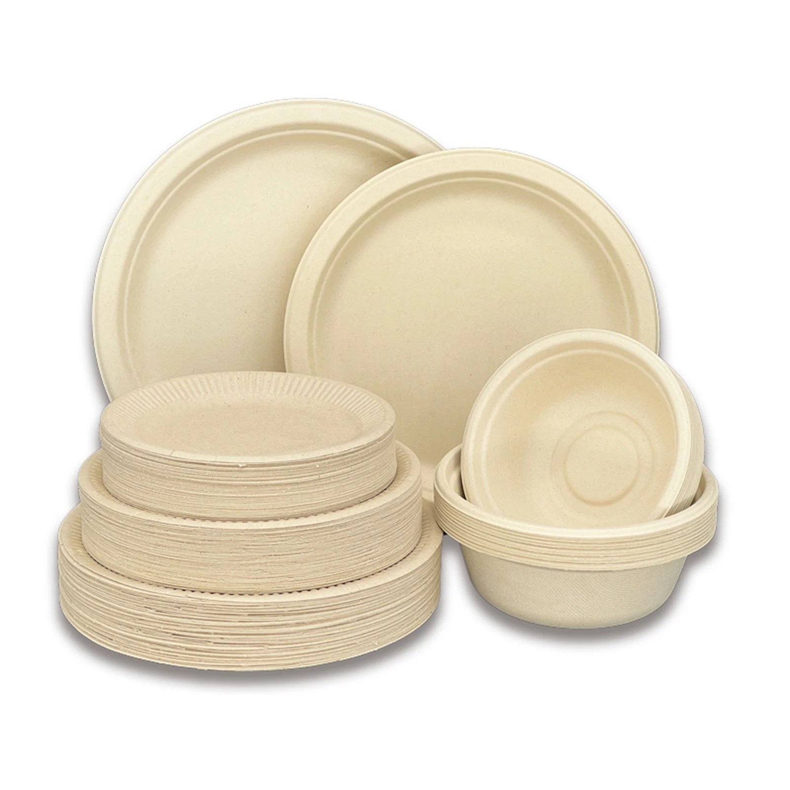 50PCS Disposable Plates Compostable Paper Tableware Set Ecological Degradable Birthday Dinnerware for Camping Picnics Party