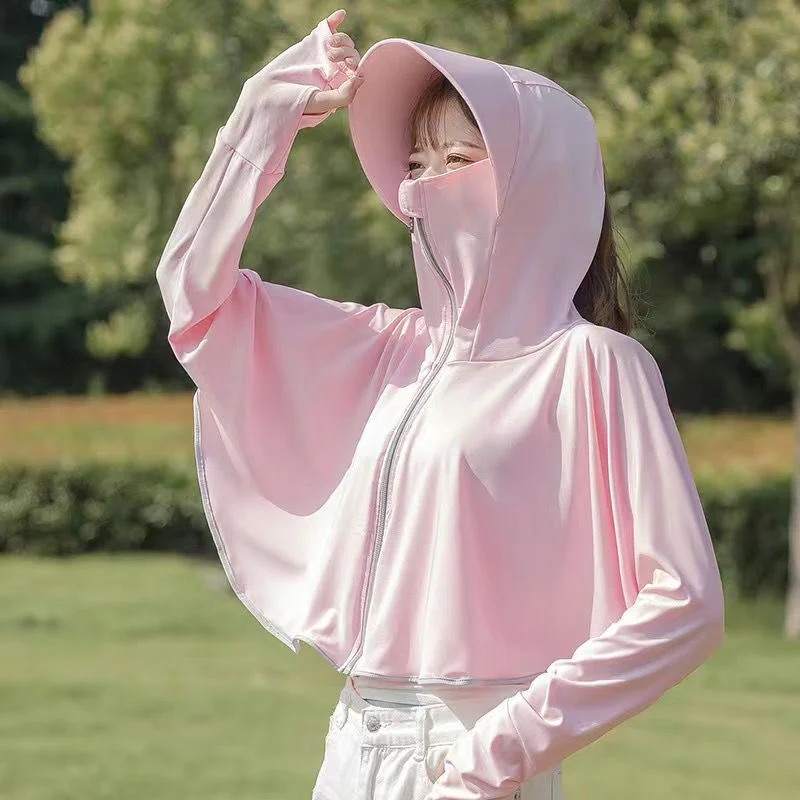 2024 Summer New Fashion Temperament Wwomen's Ice Silk Sunscreen Clothes UV Protection UPF50+ Sunscreen Thin Sunscreen Blouse