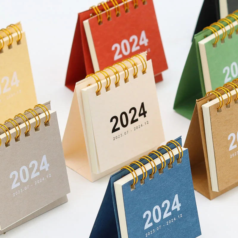 Mini 2024 Calendar Folding Coil Desk Calendar Book Kawaii Daily Time Manegement Monthly Planner To Do List Home Office Supplies 2024 natural scenery series small desk calendar daily weekly planner time management calendar agenda organizer office supplies