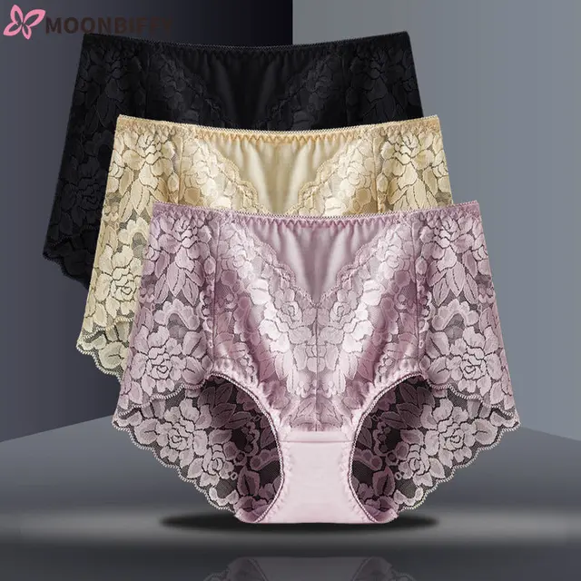 Sous-vêtements en dentelle sans couture pour femmes, culotte sexy en maille, culotte de santé en coton transparent, lingerie XXXL 1