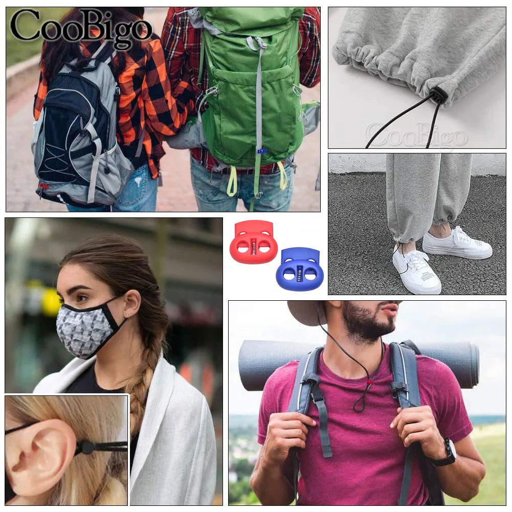 12pcs cord lock stopper Plastic Cord Lock Stopper Toggle Clip Block Retainer Drawstring Elastic Lanyard Paracord Rope Garment Bag Accessories