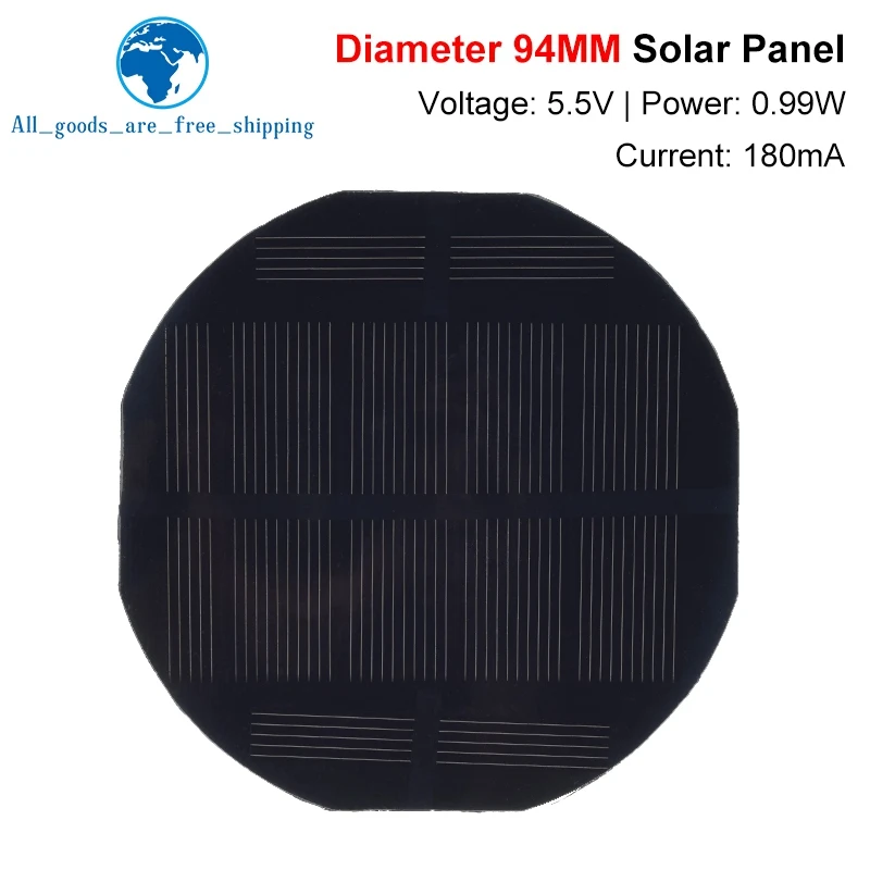 TZT 1/3 stücke 5,5 V 180mA 0,99 W Solar Panel Polykristalline 90*90 MM Mini Sunpower Solar system DIY für Batterie Handy Ladegerät