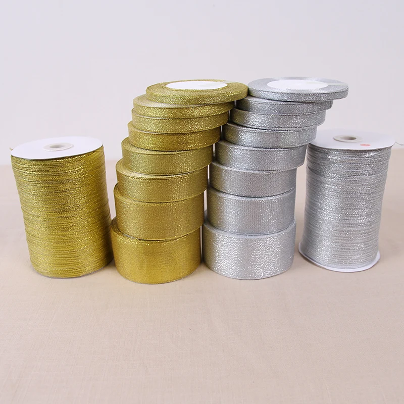Handmade Gold and Silver Onion Ribbon 25 Yards/roll Metallic Luster Wedding Christmas Decoration DIY Webbing Card Gift Wrapping ribbon decoration ribbon supplies