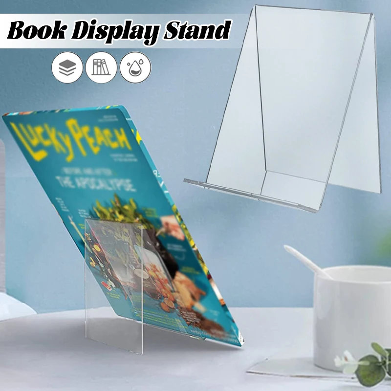 5Pcs Acrylic Book Stand Display Holder Transparent Multi-Purpose Desktop Display Stand for Magazine Comic Book Pictures Phone