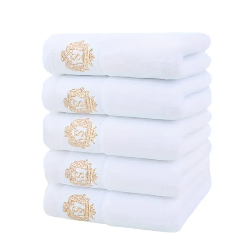 White Cotton Towel Set Embroidered Gift Towels Set Highly Absorbent Towels Cover for Bathrooms Gyms Hotels And Spas 1/5/10pcs bath towels cotton towel cotton face towels