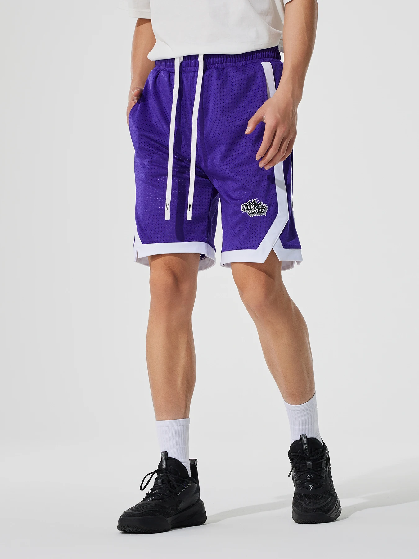 Laker Purple Mesh Basketball Shorts - Model View