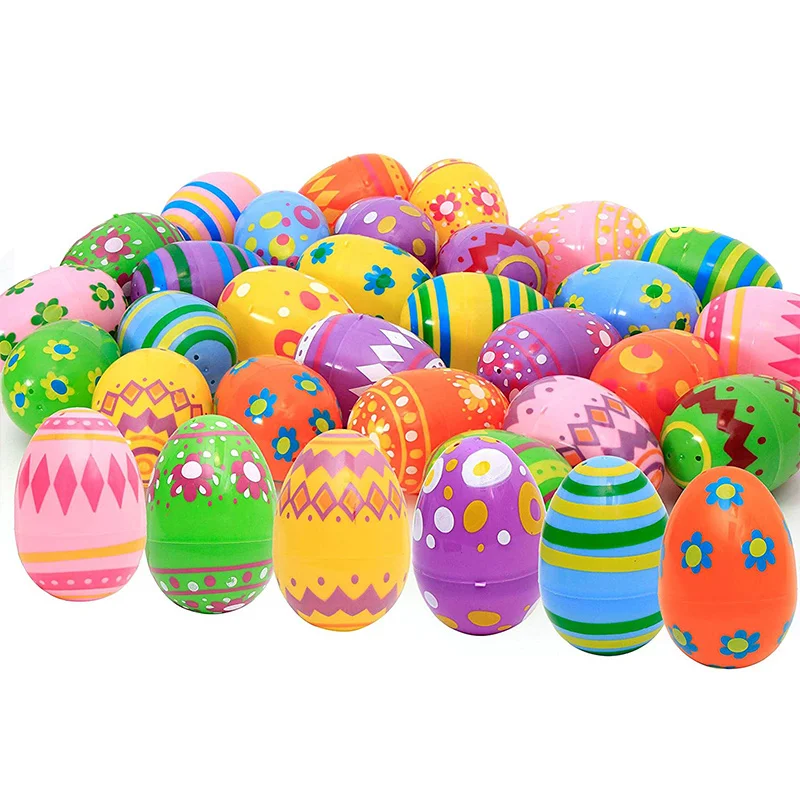 

12PCS Jumbo Plastic Printed Bright Easter Eggs Plastic Eggs Bulks Easter Basket Filling Party Favors Classroom Prize Supplies