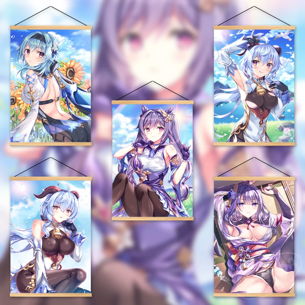 

Canvas Modular Genshin Impact Home Decor Ganyu Prints Painting Game Wooden Hanging Beelzebul Poster Wall Art Picture Living Room